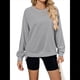thumbnail image 2 of Sudadera Informal de Cuello Redondo para Mujer, Holgada, Suave y de Larga Gris M, 2 of 10