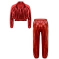 thumbnail image 2 of Doomiva Boys' Girls' Modern Jazz Cheer Performance Set Hip Hop Street Dance Clothes 2-Piece Red 6, 2 of 5