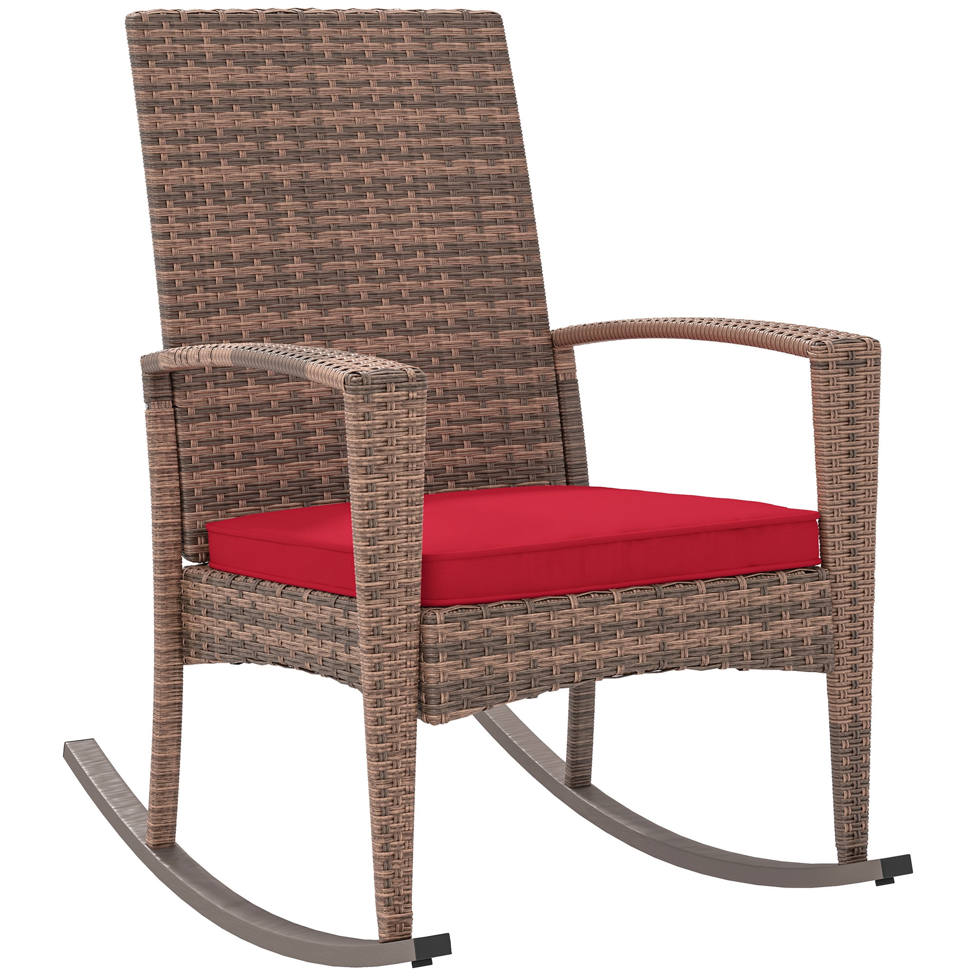 Ratan Racking C Outsunny Outdoor PE Rattan Rocking Chair with Cushion Wine Red - Walmart.ca