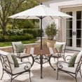 thumbnail image 2 of Round Outdoor Tablecloth with Umbrella Hole and Zipper, Vintage Dark Brown Striped Tablecloth with Elastic Waterproof, Farmhouse Modern Stripes Boho Patio Table Covers for 55" - 60" Pool Tables, 2 of 9