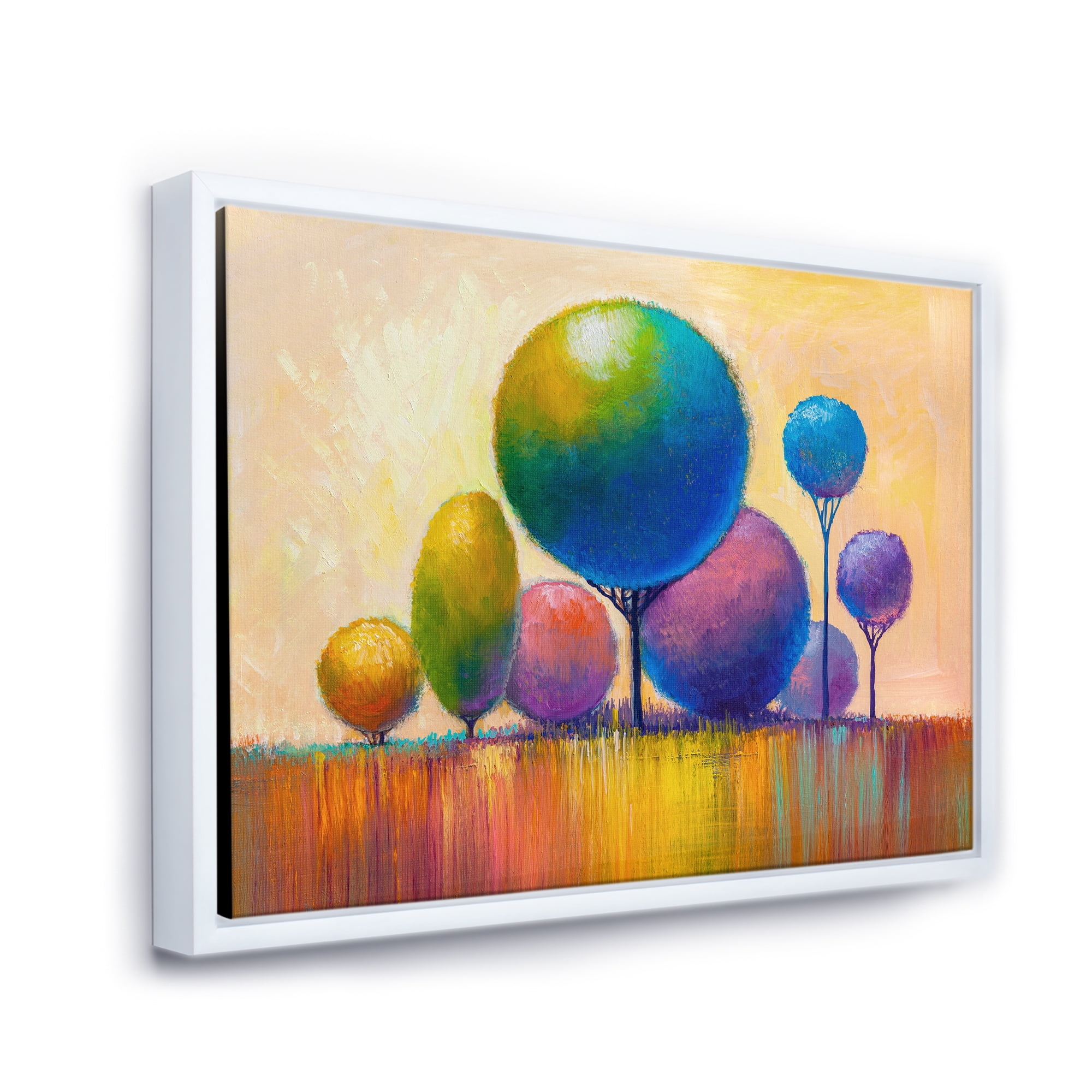 Designart 'Ornamental Colourful Trees VIII' Modern Framed Canvas Wall Art Print