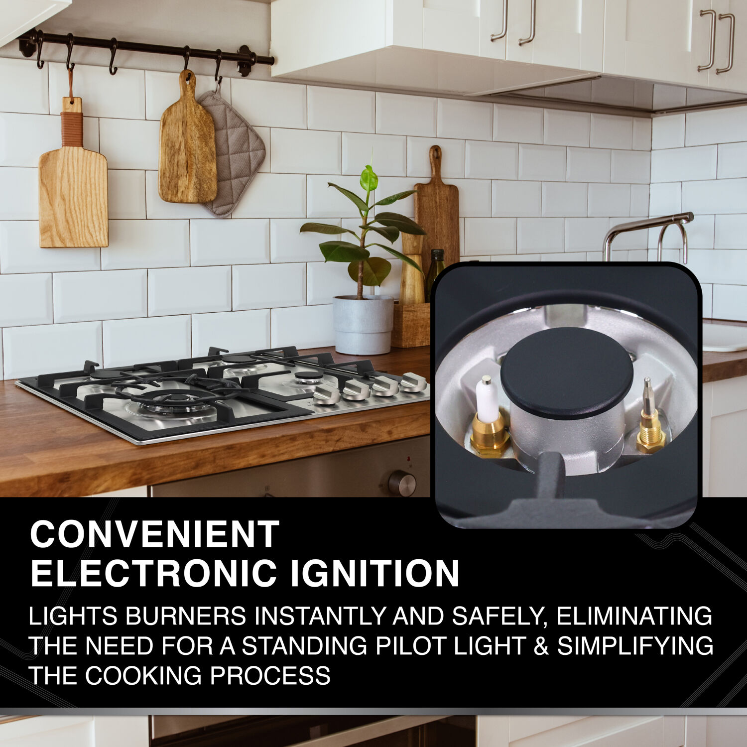 Urban Living 24-in. Gas Cooktop with 4 Burners in Stainless Steel