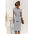 thumbnail image 1 of Nouvelle Robe Décontractée à Manches Courtes pour Femmes, Ajustée, Torsadée, Unie, Aguichant, Midi, pour Bureau, Femme, 1 of 2