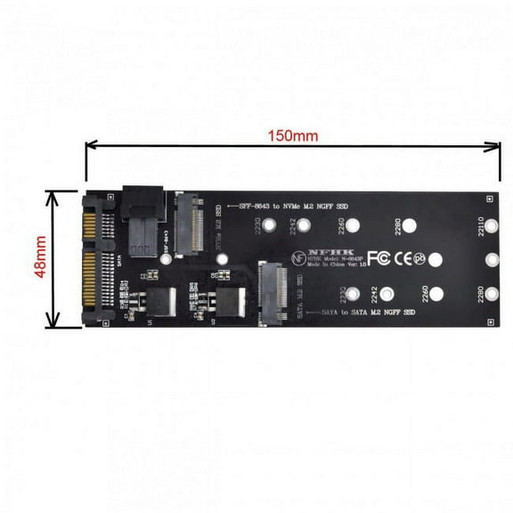 JSER SFF-8643 to U2 Kit NGFF M-Key to HD Mini SAS NVME PCIe SSD SATA Adapter for Motherboard