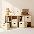 thumbnail image 4 of Household Essentials Fabric Storage Bins in Strong Poly‑Woven Fabric with Sturdy Chipboard Sides, and Grommet Front Handle, Cream, Set of 6, 4 of 6