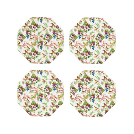 

Drink Coasters Set of 4 Wild Exotic Birds And Flowers Leather Coasters for Coffee Table Protector Heat Resistant Cute Coasters for Home Decor Housewarming Gifts Bar Kitchen 4 Inch Octagon