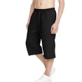 thumbnail image 2 of Miluxas Boys Capri Pants Summer Baggy Casual Beach Capris Lightweight Solid Drawstring Elastic Waist Yoga Trousers Black 8-9Years, 2 of 7