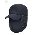 thumbnail image 2 of Gustave Men Women Trapper Hat Warm Windproof Trooper Hat with Ear Flaps Face Warmer Thermal Fur Lined Ski Cap "Navy", 2 of 10
