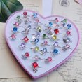 thumbnail image 1 of 12/36PCS/set Adjustable Kids Crystal Rings Jewelry Heart Star Square Open Finger Ring For Children Girl Party Gift 38 12pcs with gift box, 1 of 6