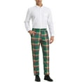 thumbnail image 2 of INSPIRE CHIC Work Pants for Men Plaid Business Formal Prom Checked Trousers 36 Green Red, 2 of 7