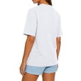 thumbnail image 4 of Women Crewneck Short Sleeve Loose Fit T Shirt Casual Basic Top Soft Cotton Classic Tee for Daily Wear White L, 4 of 4