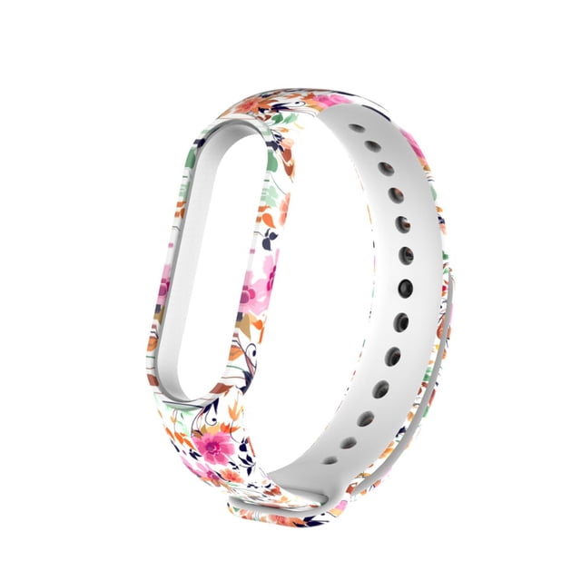 Correa de repuesto compatible con Xiaomi Mi Band 5 Banda de repuesto de silicona floral transpirable