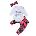 thumbnail image 2 of Douhoow Baby Girls 2Pcs Outfits Set Letter Romper +Flower Pants +Bow Headband, 2 of 9