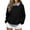 Black, variant on Qiopertar Women's Patchwork Denim Sweater Collared Long Sleeve Casual Crewneck Loose Comfy Fall Winter Top, Black L