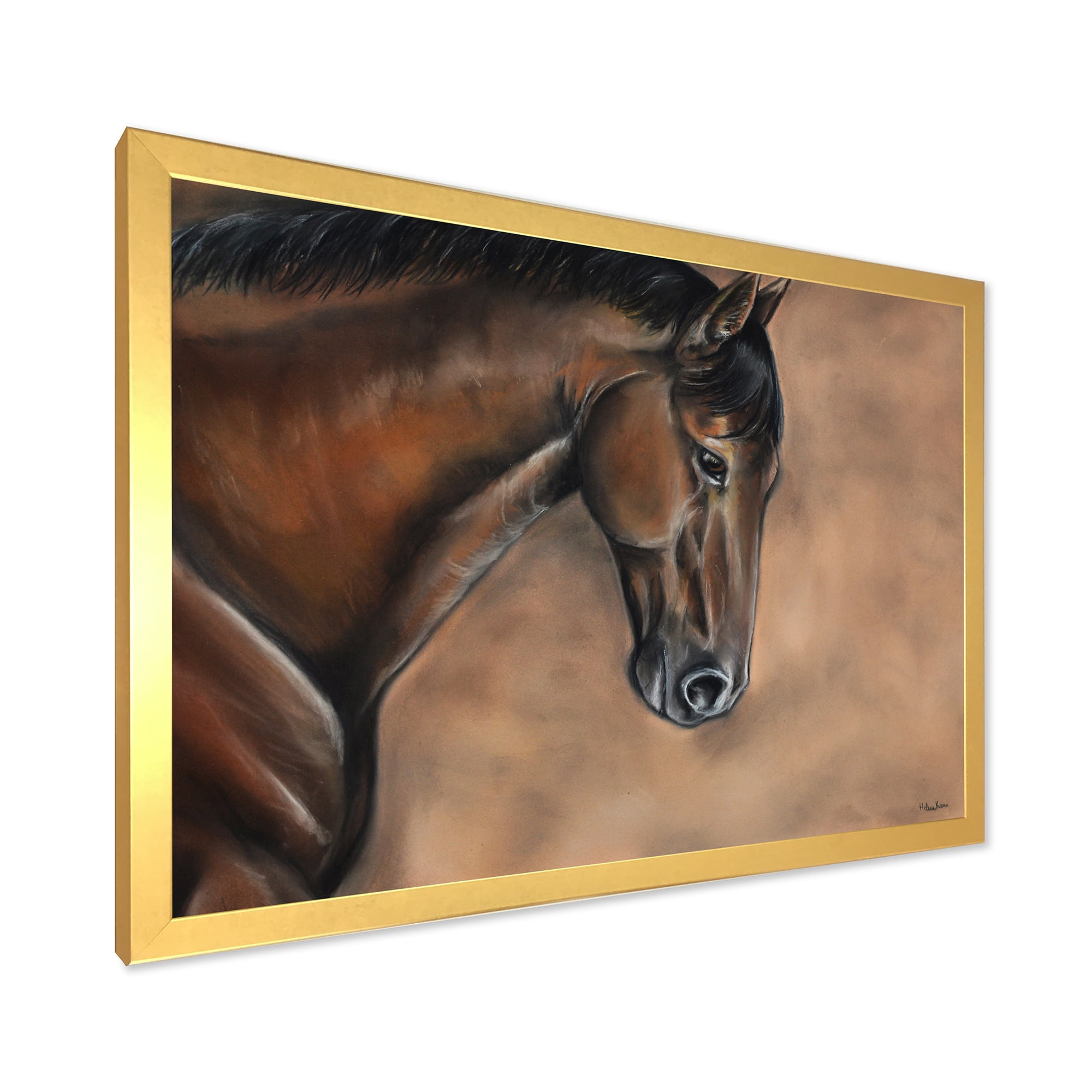 Designart 'Close Up Portrait Of A Brown Bay Horse' Farmhouse Framed Art Print