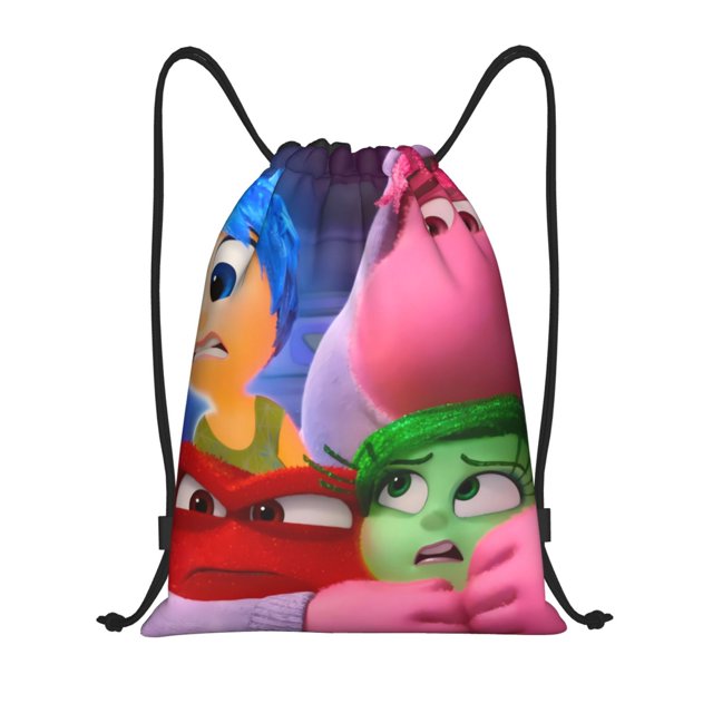 Zufioo inside out 2 Print Sports Cinch Sack Gym String Bags Machine Washable Heavy Duty String Backpack for Men Women-Medium