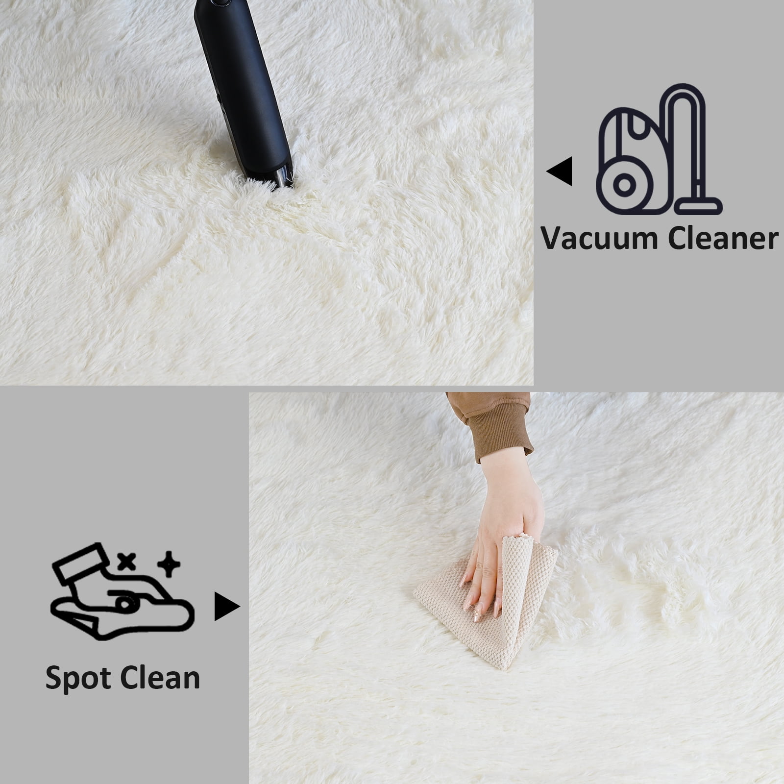 Pentantan Shag Area Rugs, 5ft x 8ft Soft Fluffy Indoor Carpet for Living Room Bedroom Decor, Cream White