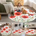 thumbnail image 5 of Round Rugs 6Ft, Red Spring Floral Round Area Rug Washable Indoor Throw Carpet, Butterfly Botanical Summer Pastoral Soft Non Slip Circle Rug for Office Cabinet Home Decor Aesthetic, 5 of 8