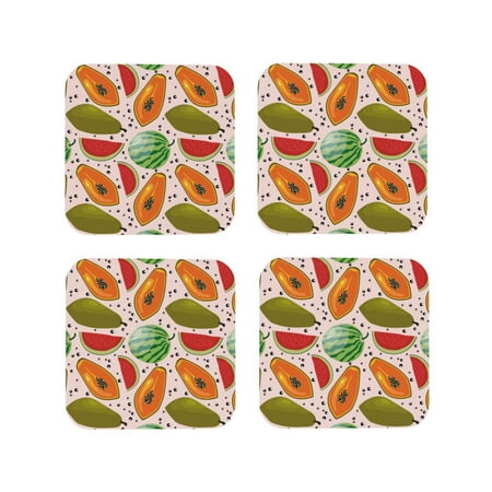 

Leather Coasters with Heat-resistant for Drinks fruit pattern Cup Coasters Cup Pad Mat for Tabletop Protection Coffee Table Office Desk and Housewarming Gift