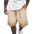 thumbnail image 1 of Work Shorts Men Male Heavyweight Distressed Shorts Washed 2 Tone Gradient Loose Oversize Athletic Shorts Khaki M, 1 of 4