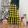 thumbnail image 2 of LWavelet Plaid Tiered Maxi Skirt Women Stylish Fall Casual Flowy Versatile Bottoms Yellow L, 2 of 6