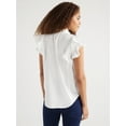 thumbnail image 2 of Free Assembly Women’s Cotton Ruffle Shirt with Short Sleeves, Sizes XS-XXL, 2 of 5