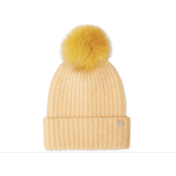 Steve Madden Women's Cloud Knit Faux-Fur Pom Pom Beanie - Orange