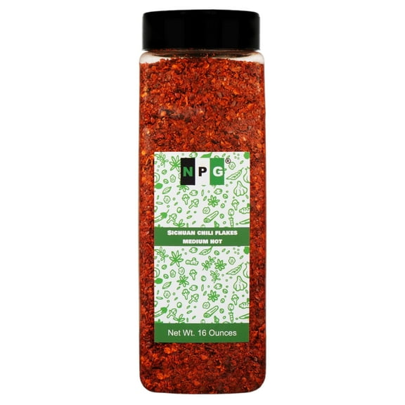 NPG Authentic Sichuan Chili Flakes 1LB 16 Ounces, Medium Hot, Red Chili Pepper Powder for Making Kimchi, Chili Oil, Stir-fry, Pizza, and more