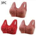 thumbnail image 2 of SMihono Fashion 3 Pack Daisy Bras for Older Women - Front Button, Convenient Snap, Everyday Sleep Bras Front Buckle for Middle-Aged And Elderly Underwear Soft Red XL, 2 of 6
