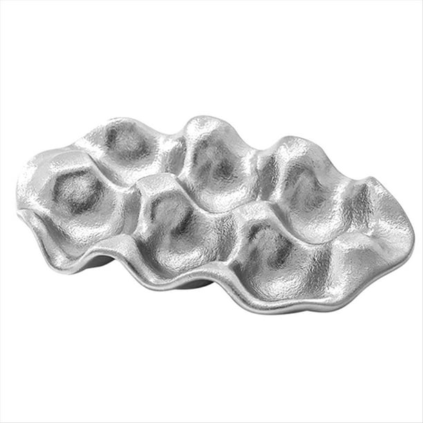 Bandeja para Huevos JoyeríA Anillo Collar Pendientes Almacenamiento Placa de ExhibicióN Valor Adornos de CeráMica Posando Cosas Rejilla Plata