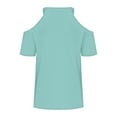 thumbnail image 5 of Lovskoo Womens Summer Tops Trendy Solid Color V-Neck Off Shoulder Casual Short Sleeved Top Shirt Mint Green, 5 of 6