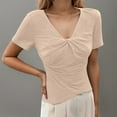 thumbnail image 2 of Daznico Women's Twist Front V-Neck Top, Short Sleeve Casual Stretchy Breathable Tee for Daily Wear All Seasons,XL, 2 of 4