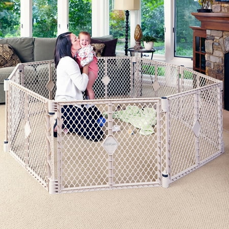 Toddleroo by North States Superyard 8-Panel Baby Play Yard for Indoor & Outdoor Use, Sand Color