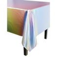 thumbnail image 2 of Exquisite 12 Pack Premium Rectangular Plastic Tablecloth Cover 54" x 108" - Iridescent, 2 of 5