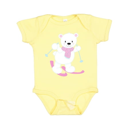 

Inktastic Polar Bear White Bear Cute Bear Skiing Bear Gift Baby Boy or Baby Girl Bodysuit