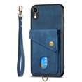 thumbnail image 5 of Nalacover for iPhone XR, Slim Case Wallet with Credit Card Holder, Back Flip Premium Leather Magnetic Clasp Kickstand Wirst Hand Strap Shockproof Cover For iPhone XR, Blue, 5 of 7