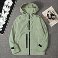 thumbnail image 2 of Curuila Kids Boys Girls Jacket Windproof Coat Hooded Mid-Length Lightweight Breathable Long Sleeve Solid Outerwear With Zipper Army Green Size 5-6 Years, 2 of 7