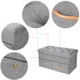 thumbnail image 4 of 33 Inches Folding Storage Ottoman Bench with Two large Drawers, Foot Rest Stool Storage Chest (Grey, 33"x16.56"x16.56"), 4 of 7