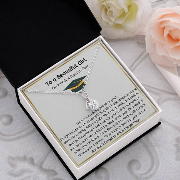 College Graduation Gift for Daughter, Graduation Gift For Her, 2025 Grad Alluring Beauty Necklace, High school Graduate, Graduation Keepsake, Zircon Necklace with Message Card and Gift Box
