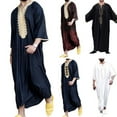 thumbnail image 4 of CENL Men Stripe Jubba Kaftan Dishdash Thobe Saudi Arab Muslim Clothing Maxi Robe New, 4 of 9