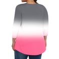 thumbnail image 4 of CHGBMOK Womens 3/4 Sleeve Blouses Color Block Crew Neck T Shirts Casual Pleated Tops Curved Hem Going Out Outfit, 4 of 6