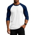 thumbnail image 6 of Dresfit Mens Raglan Shirts 3/4 Sleeve Crew Neck Baseball Tee Summer Lightweight Athletic T Shirts Loose Fit Lounge Colorblock Casual Tops Dark Blue, 6 of 6