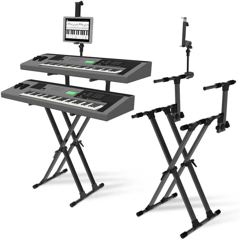 IA Stands ECT12 Double X Keyboard Stand for One or a Pair of Music  Keyboards. Included is a Tablet/Phone/Ipad Mount