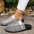 thumbnail image 4 of Slides for Women Summer Women's Slide Sandals Versatile Plus-Size Closed-Toe Buckle Strap Thick-Soled Breathable Beach Shoes Slippers, Silver-37, 4 of 7
