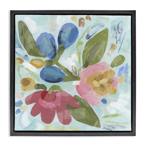 Stupell Industries Modern Bright Boho Flowers Black Floating Frame Canvas Art, 18 x 18, by June Erica Vess