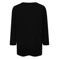 thumbnail image 5 of XMHJSMD Womens T-Shirts Women's Fashion Button Up Three Quarter Sleeve Solid Color T Shirt Shirt Top (Black,L), 5 of 5