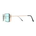 thumbnail image 3 of SA106 Mens Rimless Luxury Square Rectangle Ornate Metal Rim Sunglasses Gold Green, 3 of 4