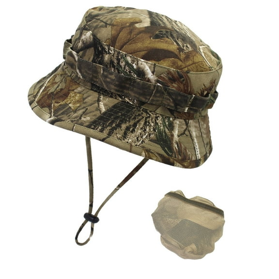 LABSERRON 1Pack Golden Canvas Camo Boonie Hat for Outdoor Work Fishing Sun Hat with Wide Brim