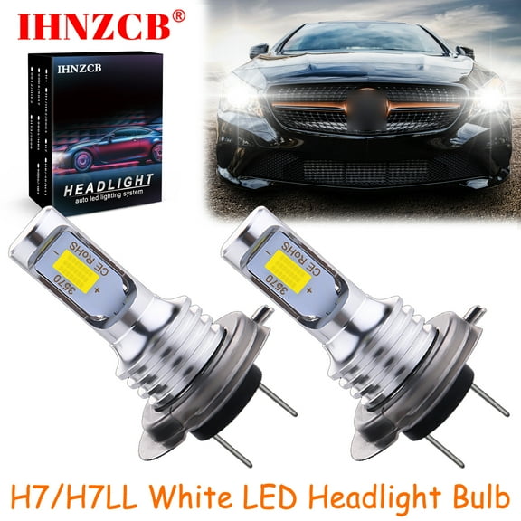 IHNZCB H7 for Benz Cla250 2014-2016 White LED Headlight High/Low Beam Bulb Replacement 2pcs