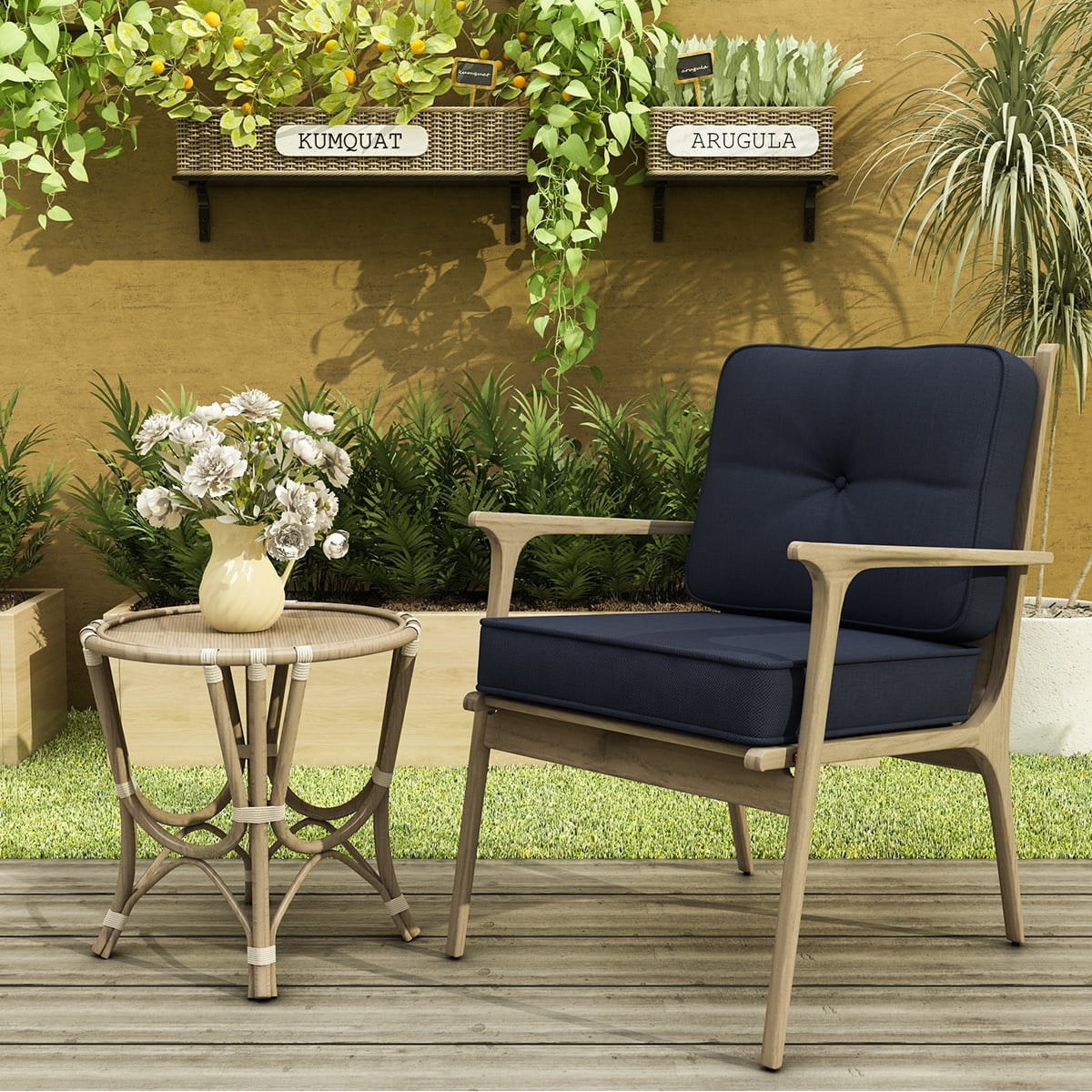 45x25 in Indoor Outdoor Deep Seat Cushion Set Solid Waterproof